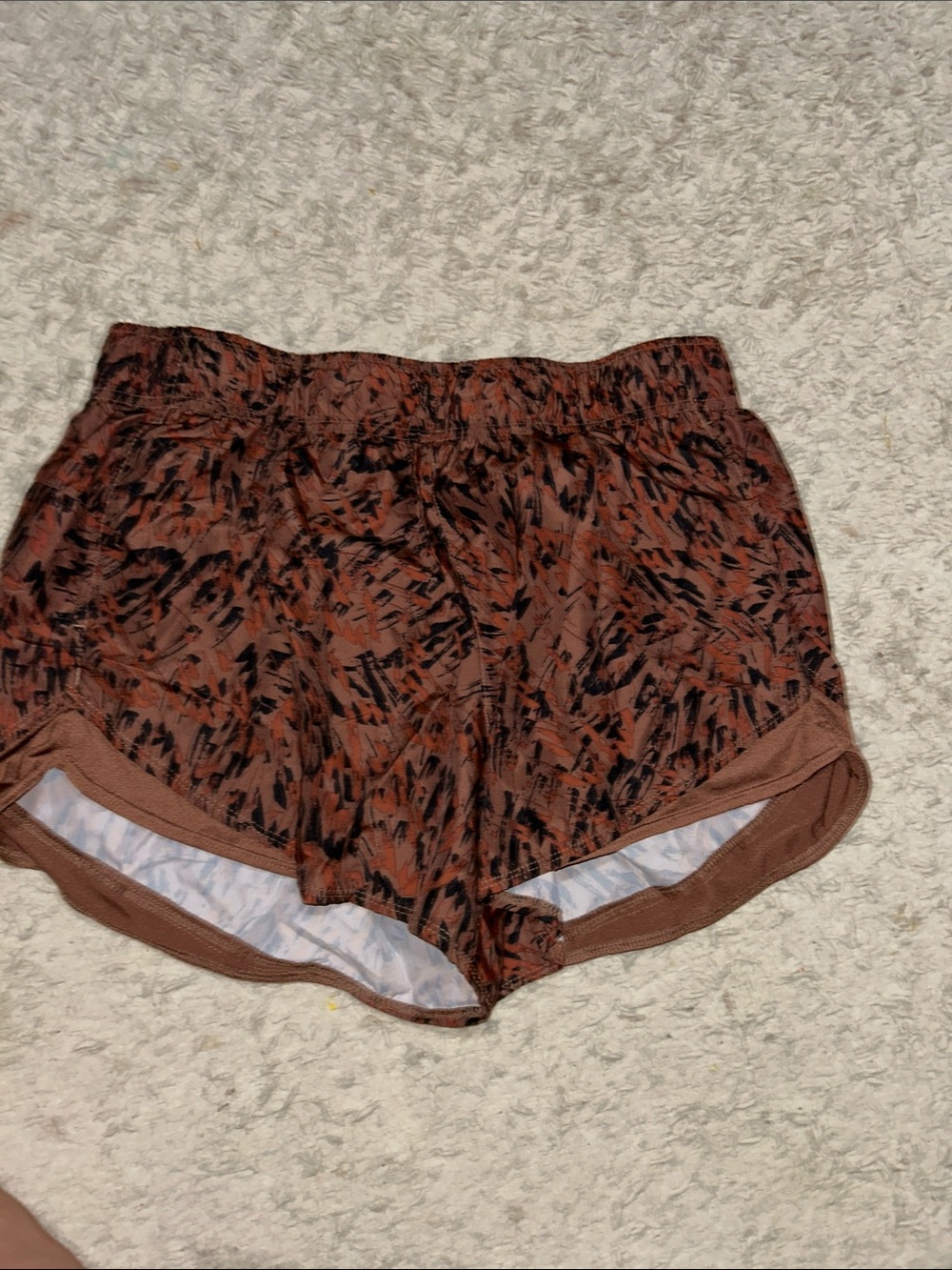 Women's Rust Brown Printed Athletic Shorts
